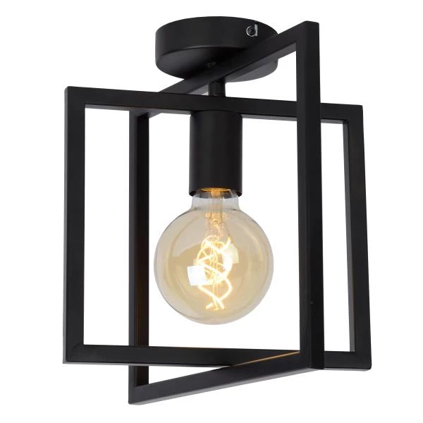 Lucide LUUK - Flush ceiling light - 1xE27 - Black - detail 2